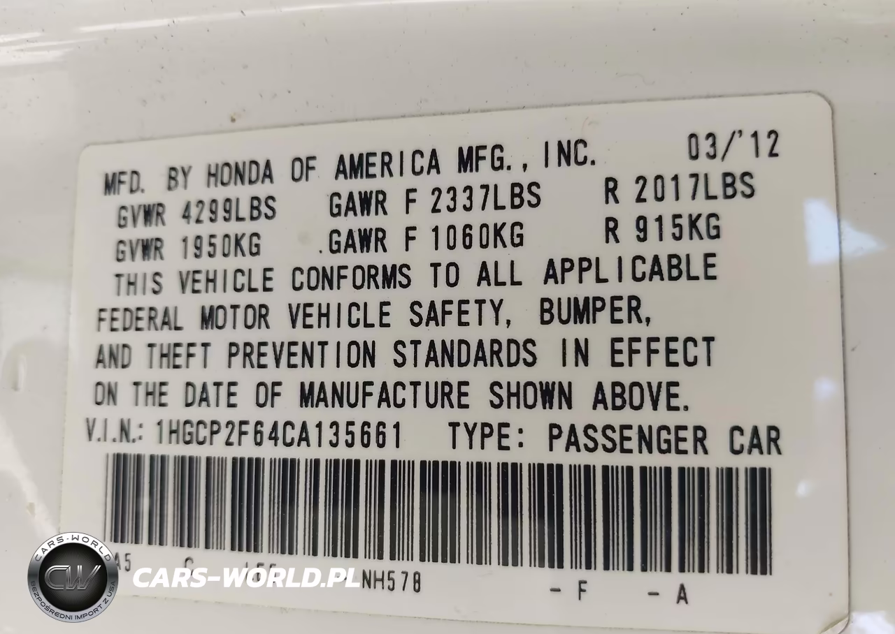 2012 Honda Accord 2.4 Se VIN:1HGCP2F64CA135661 - 9