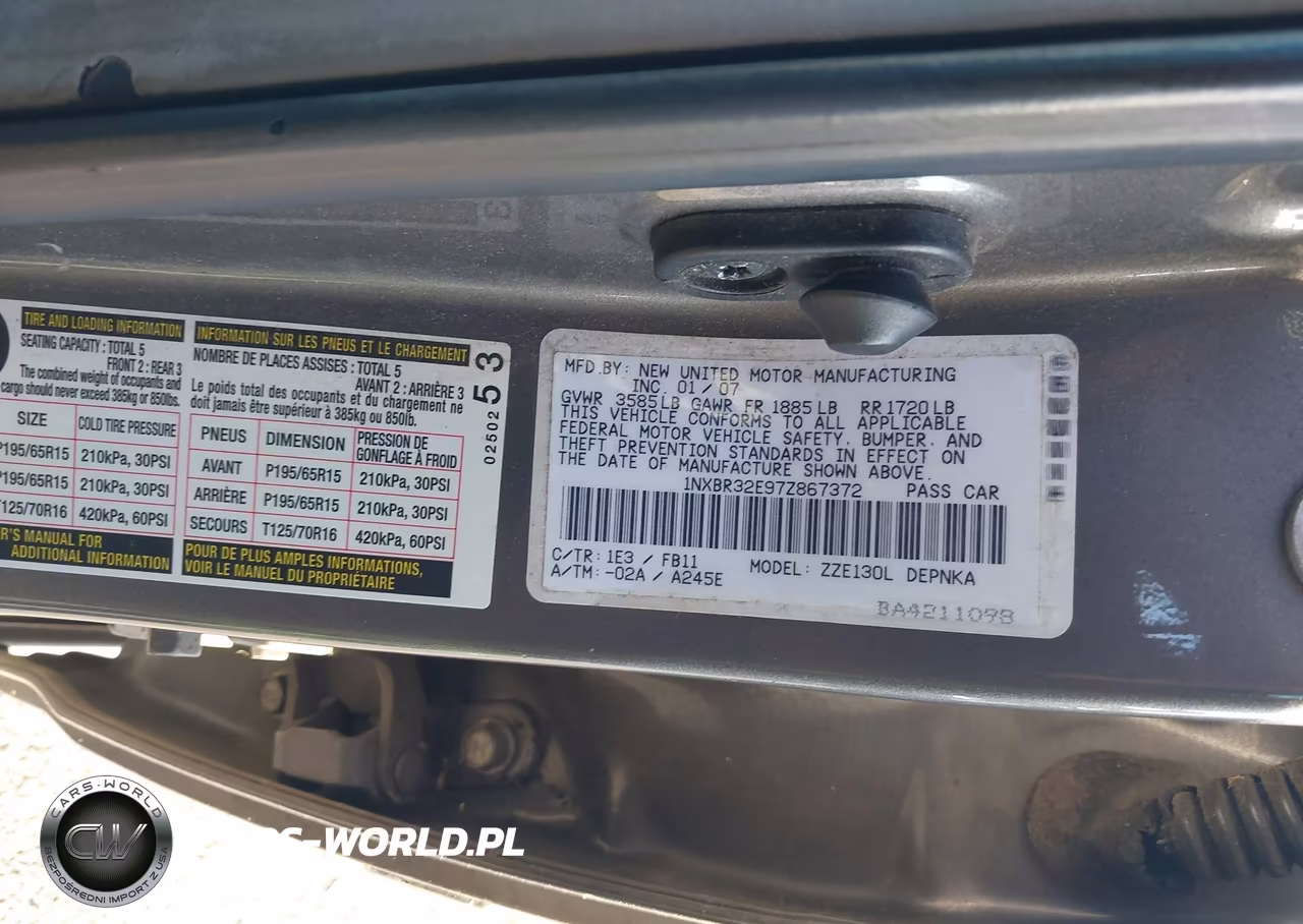 2007 Toyota Corolla Le VIN:1NXBR32E97Z867372 - 9
