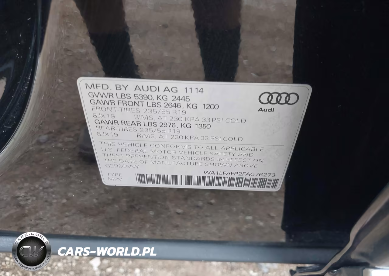 AUDI Q5 PREMIUM VIN:WA1LFAFP2FA076273 - 9