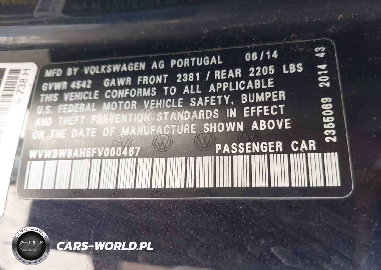2015 Volkswagen Eos Komfort Edition VIN:WVWBW8AH5FV000467 - 9