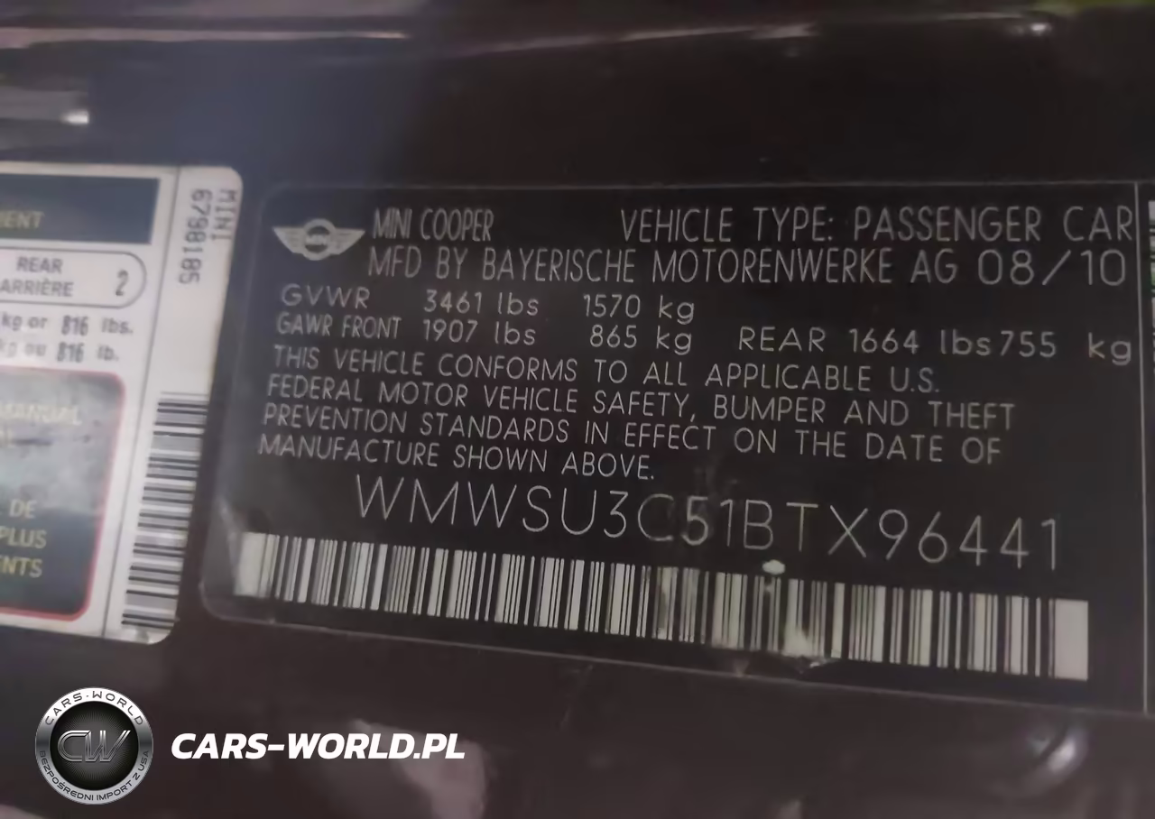 2011 Mini Cooper VIN:WMWSU3C51BTX96441 - 9