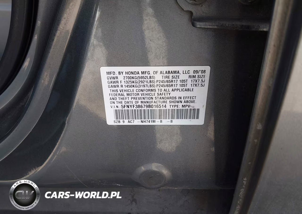 2009 Honda Pilot Ex-L VIN:5FNYF38679B016514 - 9