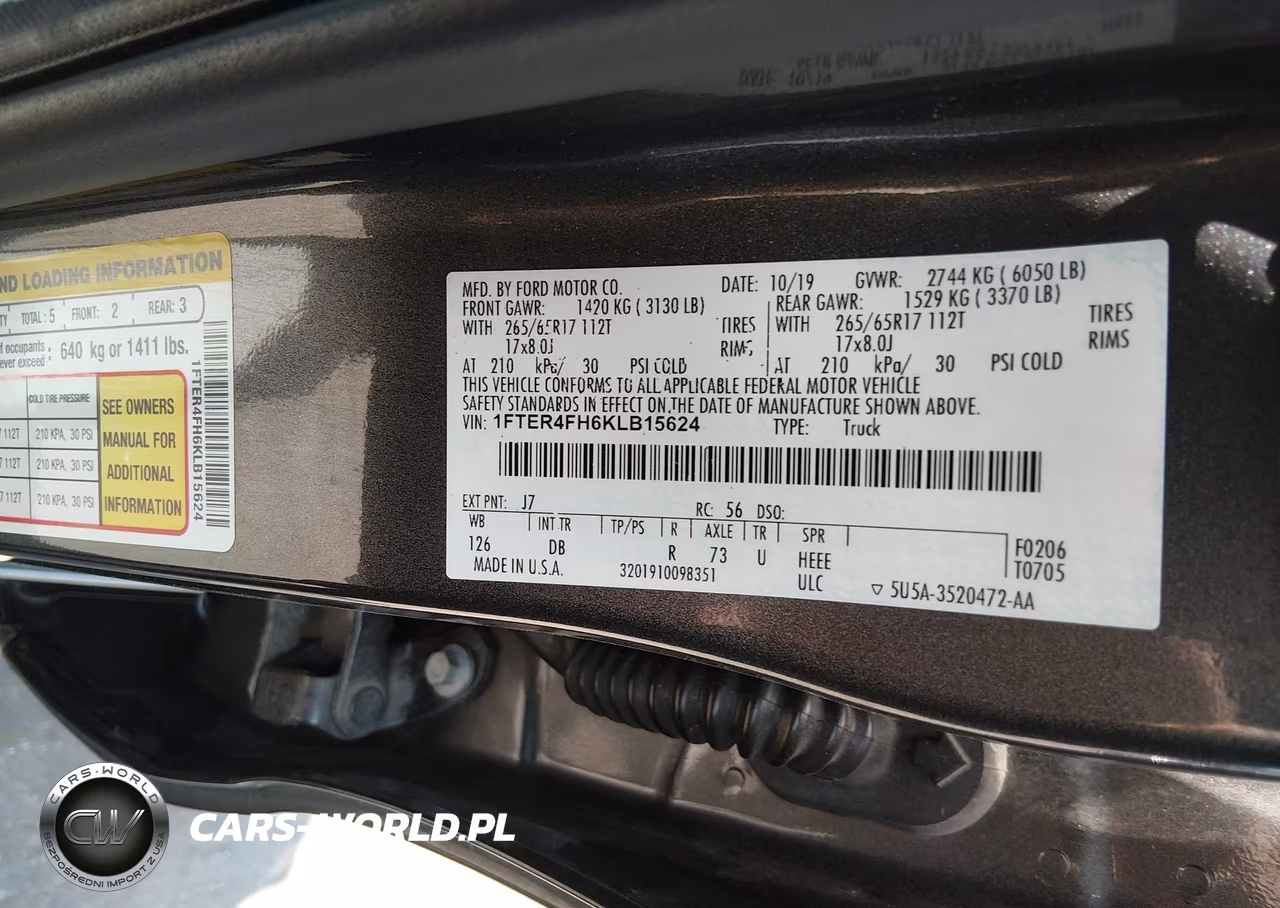 2019 Ford Ranger Lariat VIN:1FTER4FH6KLB15624 - 9
