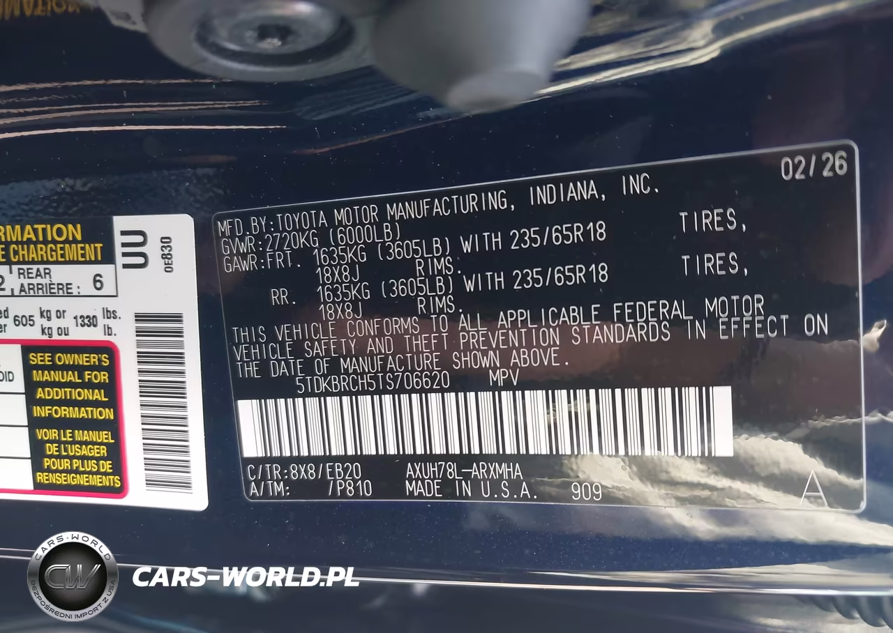 2026 Toyota Highlander Hybrid Xle VIN:5TDKBRCH5TS706620 - 9