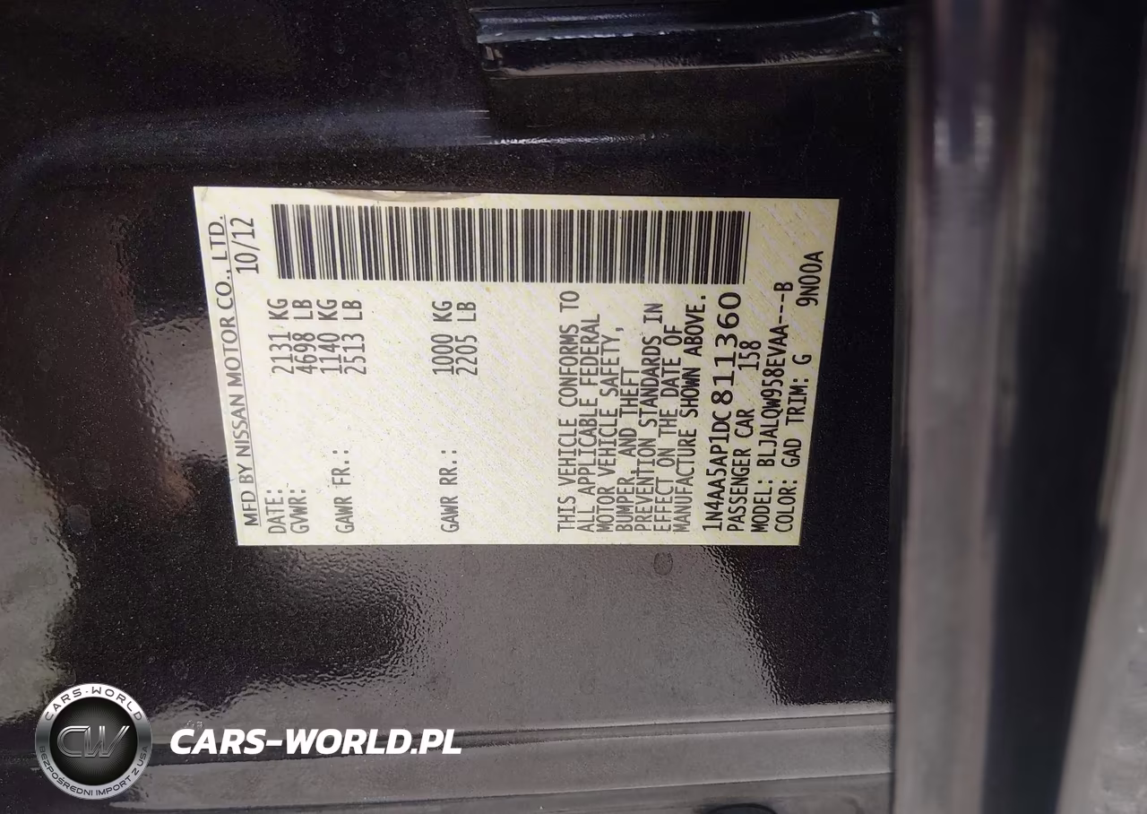 2013 Nissan Maxima 3.5 S VIN:1N4AA5AP1DC811360 - 9