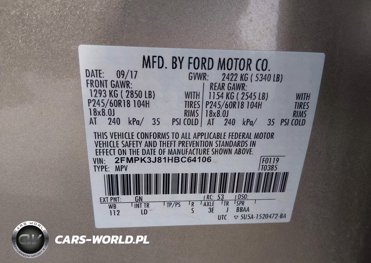 2017 Ford Edge Sel VIN:2FMPK3J81HBC64106 - 9