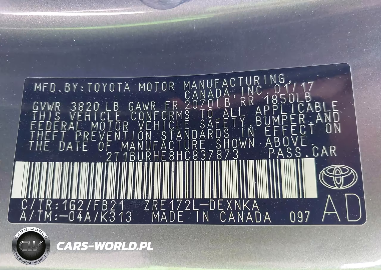 2017 Toyota Corolla Le VIN:2T1BURHE8HC837873 - 9