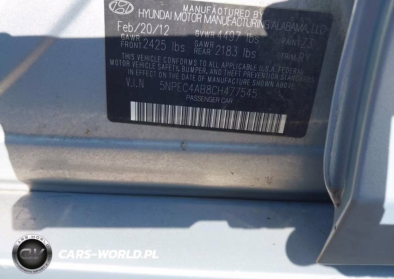 2012 Hyundai Sonata Se 2.0T VIN:5NPEC4AB8CH477545 - 9