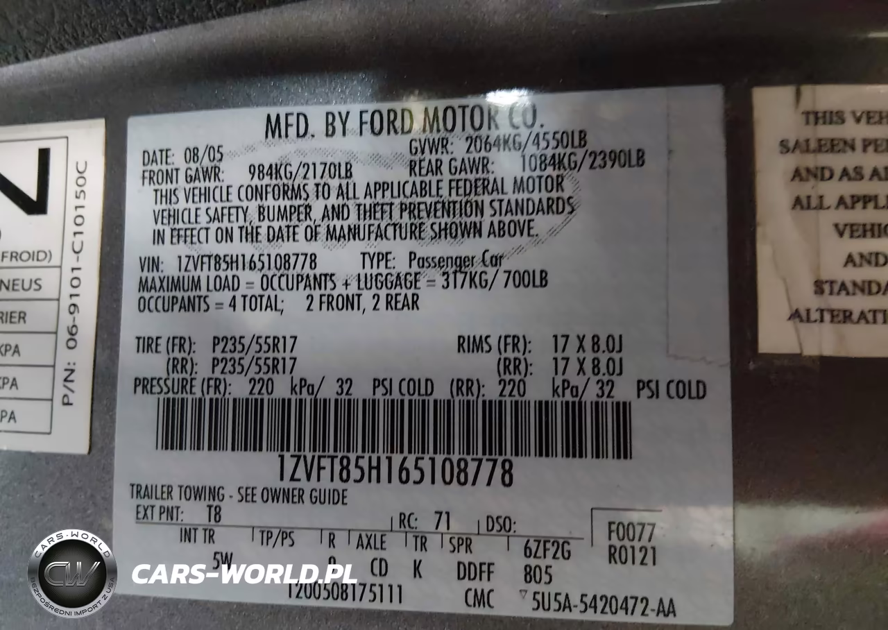 2006 Ford Mustang Gt VIN:1ZVFT85H165108778 - 9