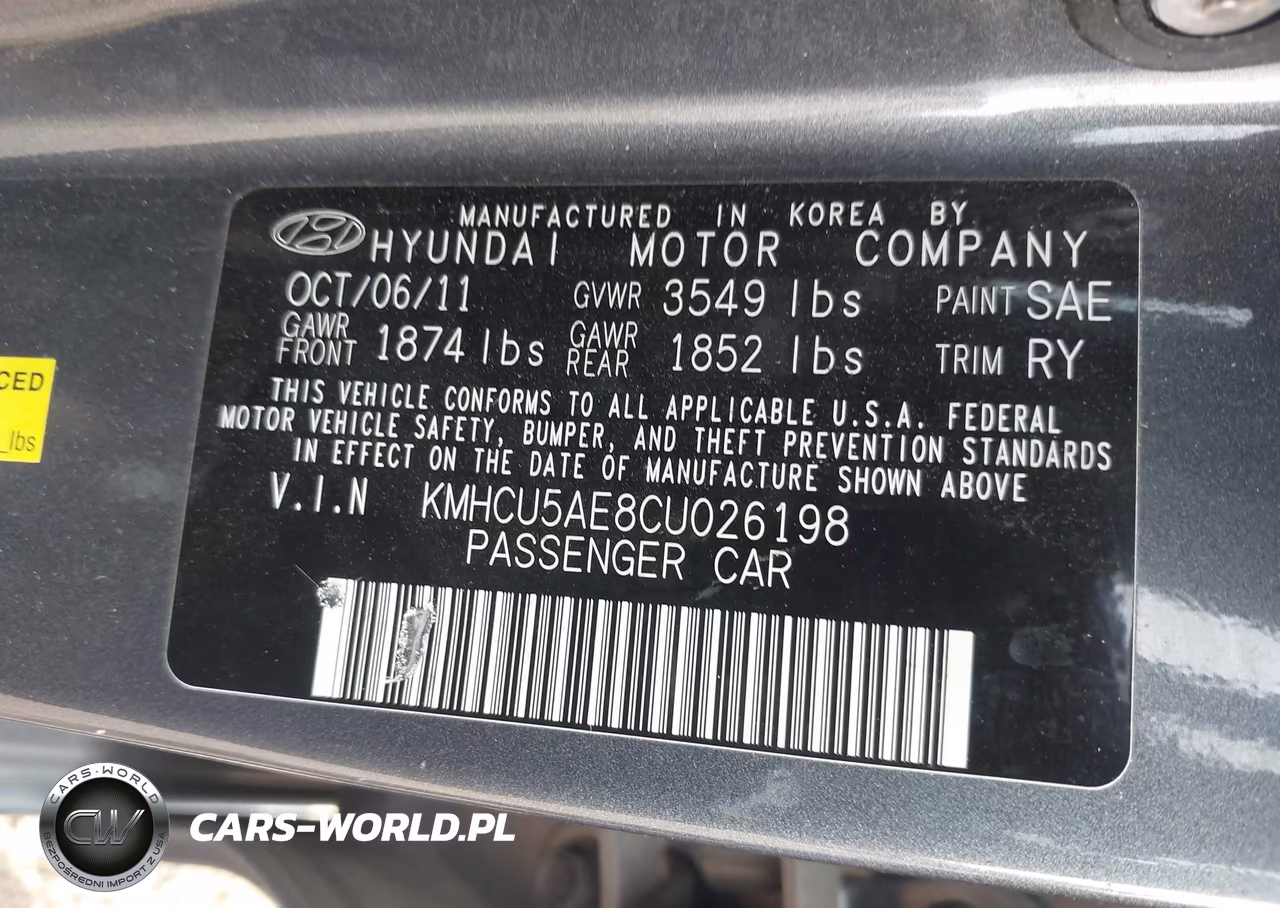 2012 Hyundai Accent Se VIN:KMHCU5AE8CU026198 - 9