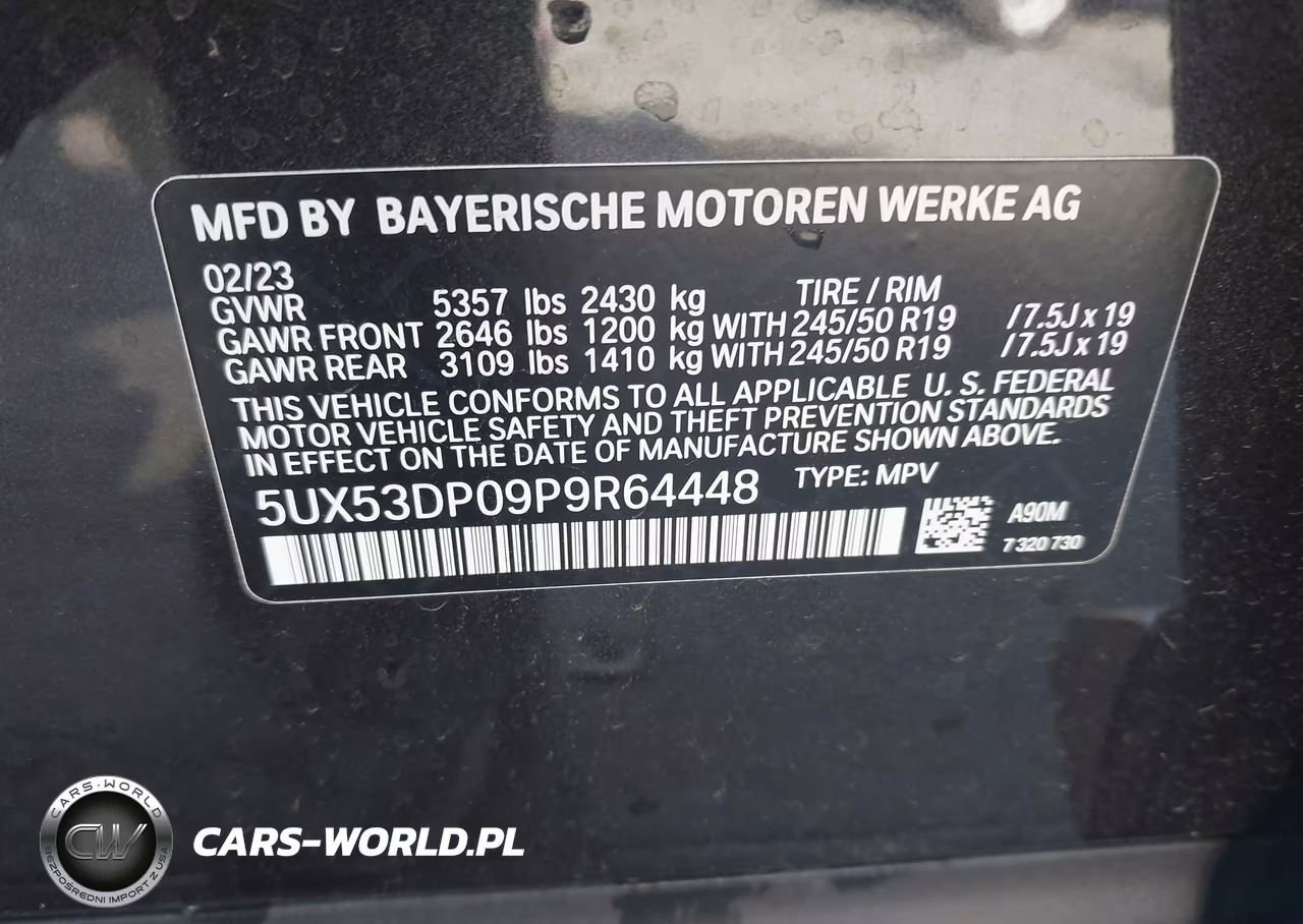 2023 BMW X3 xDrive30I VIN:5UX53DP09P9R64448 - 9