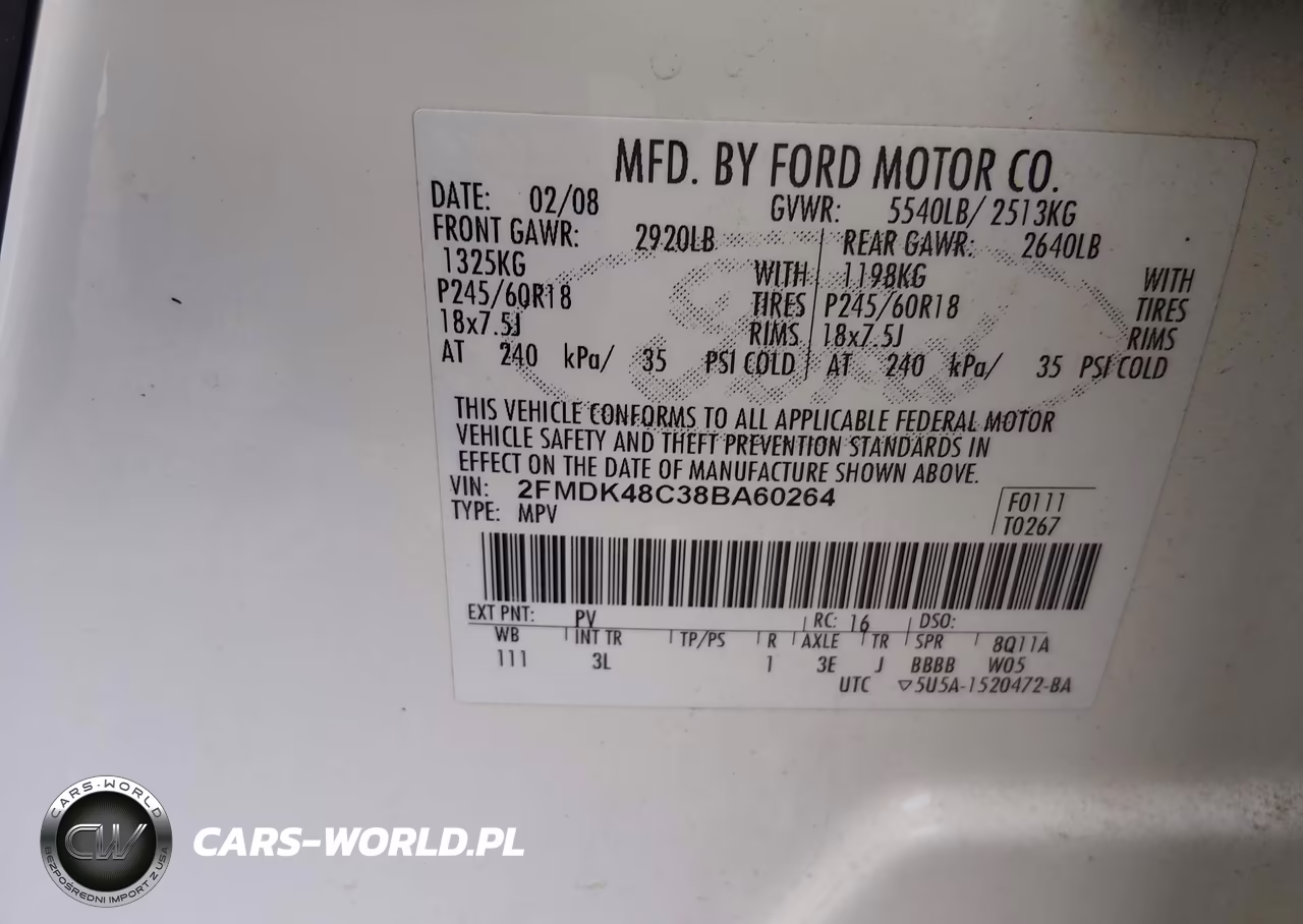 2008 Ford Edge Sel VIN:2FMDK48C38BA60264 - 9