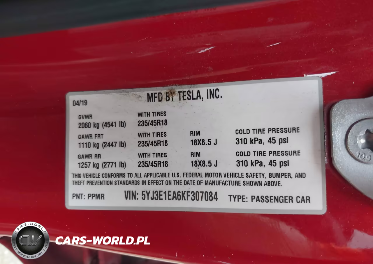 2019 Tesla Model 3 Long Range-Mid Range-Standard Range-Standard Range Plus VIN:5YJ3E1EA6KF307084 - 9