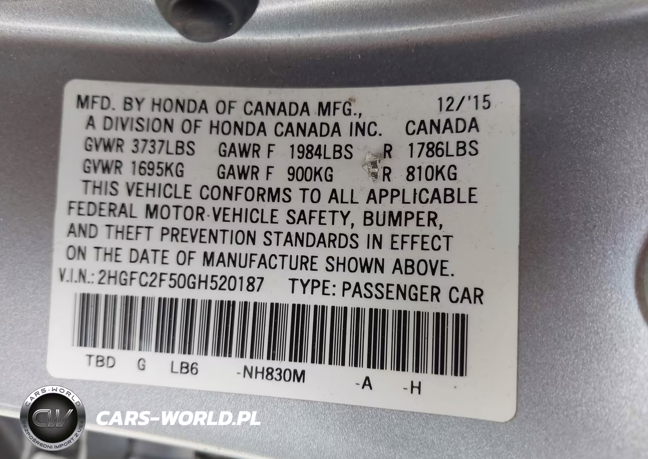 2016 Honda Civic Lx VIN:2HGFC2F50GH520187 - 9