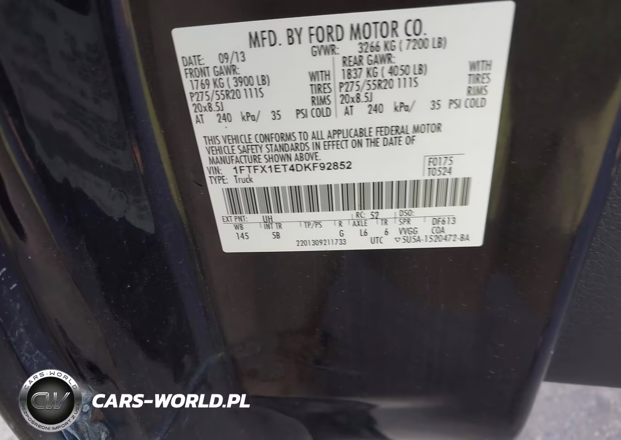 2013 Ford F-150 Fx4 VIN:1FTFX1ET4DKF92852 - 9