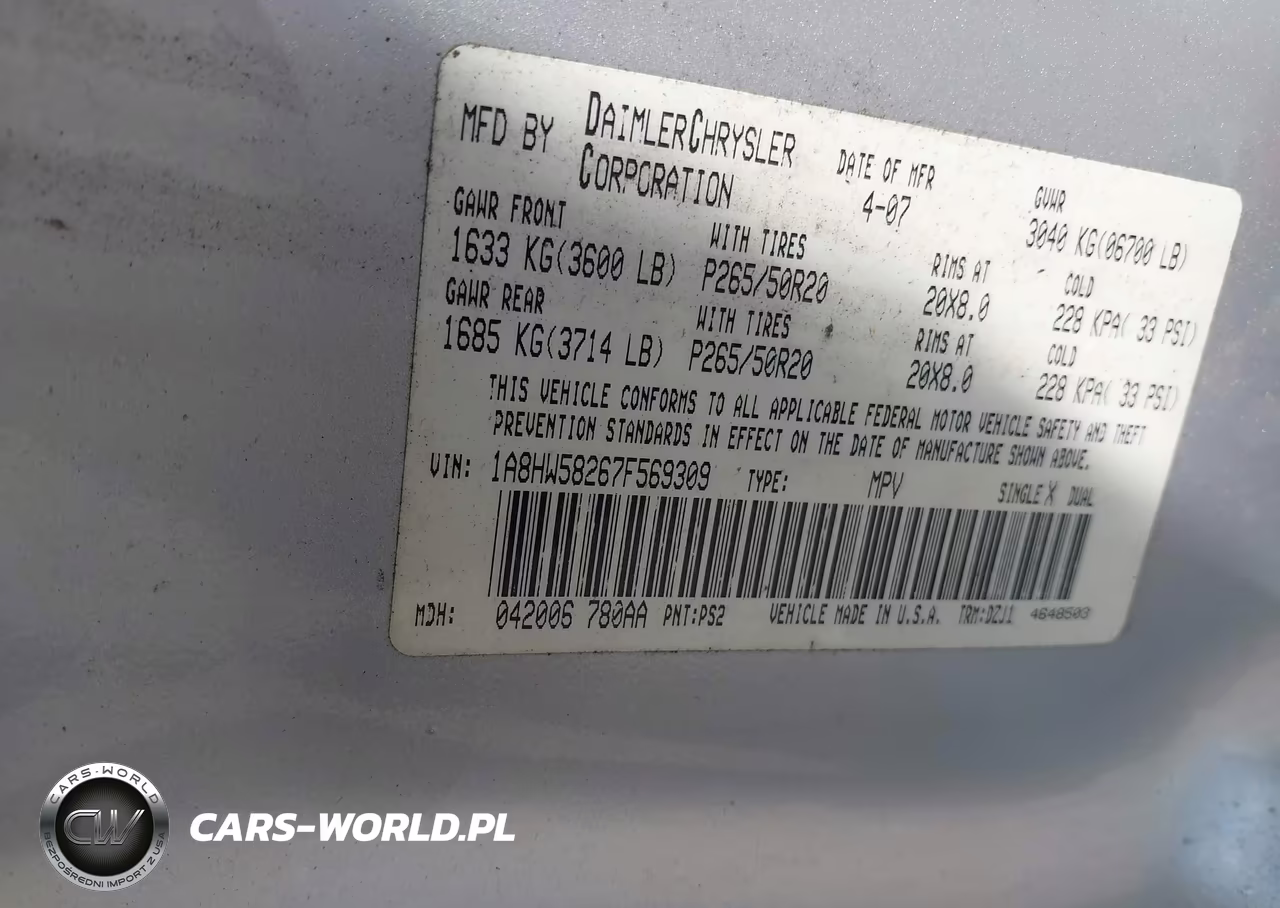 2007 Chrysler Aspen Limited VIN:1A8HW58267F569309 - 9
