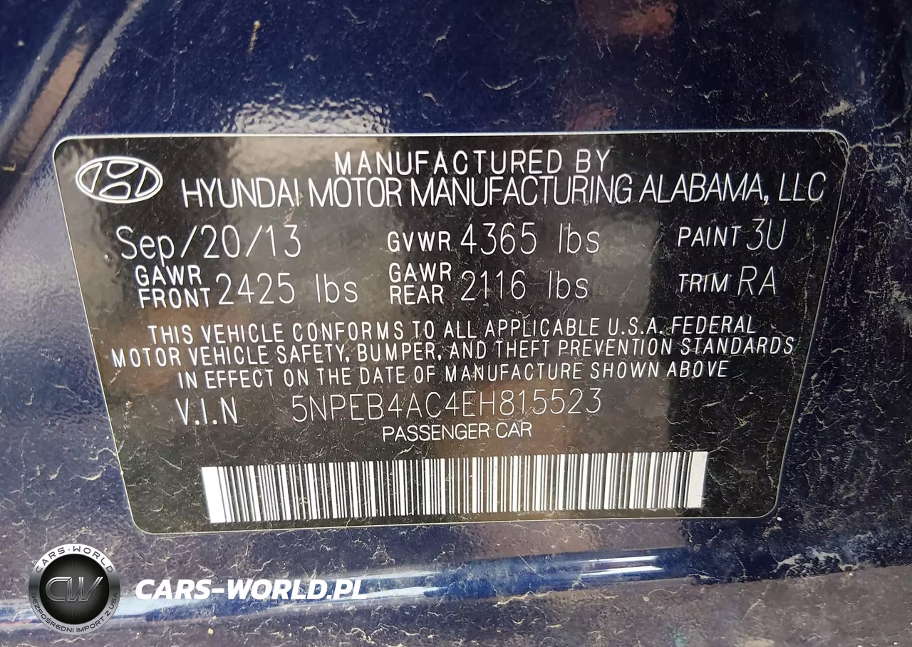 2014 Hyundai Sonata Gls VIN:5NPEB4AC4EH815523 - 9