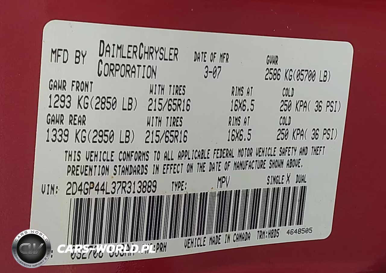 2007 Dodge Grand Caravan Sxt VIN:2D4GP44L37R313889 - 9