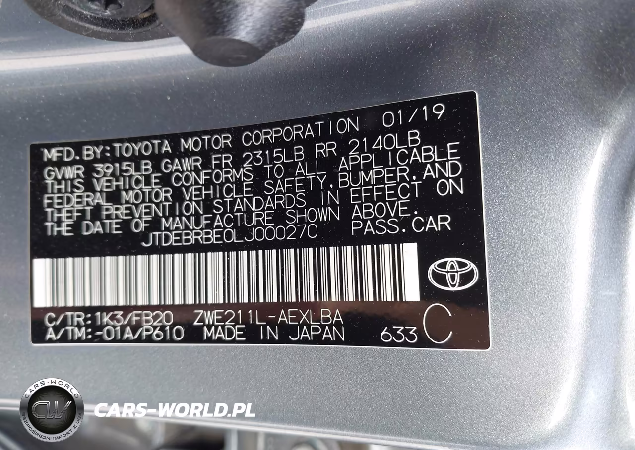 2020 Toyota Corolla Hybrid Le VIN:JTDEBRBE0LJ000270 - 9
