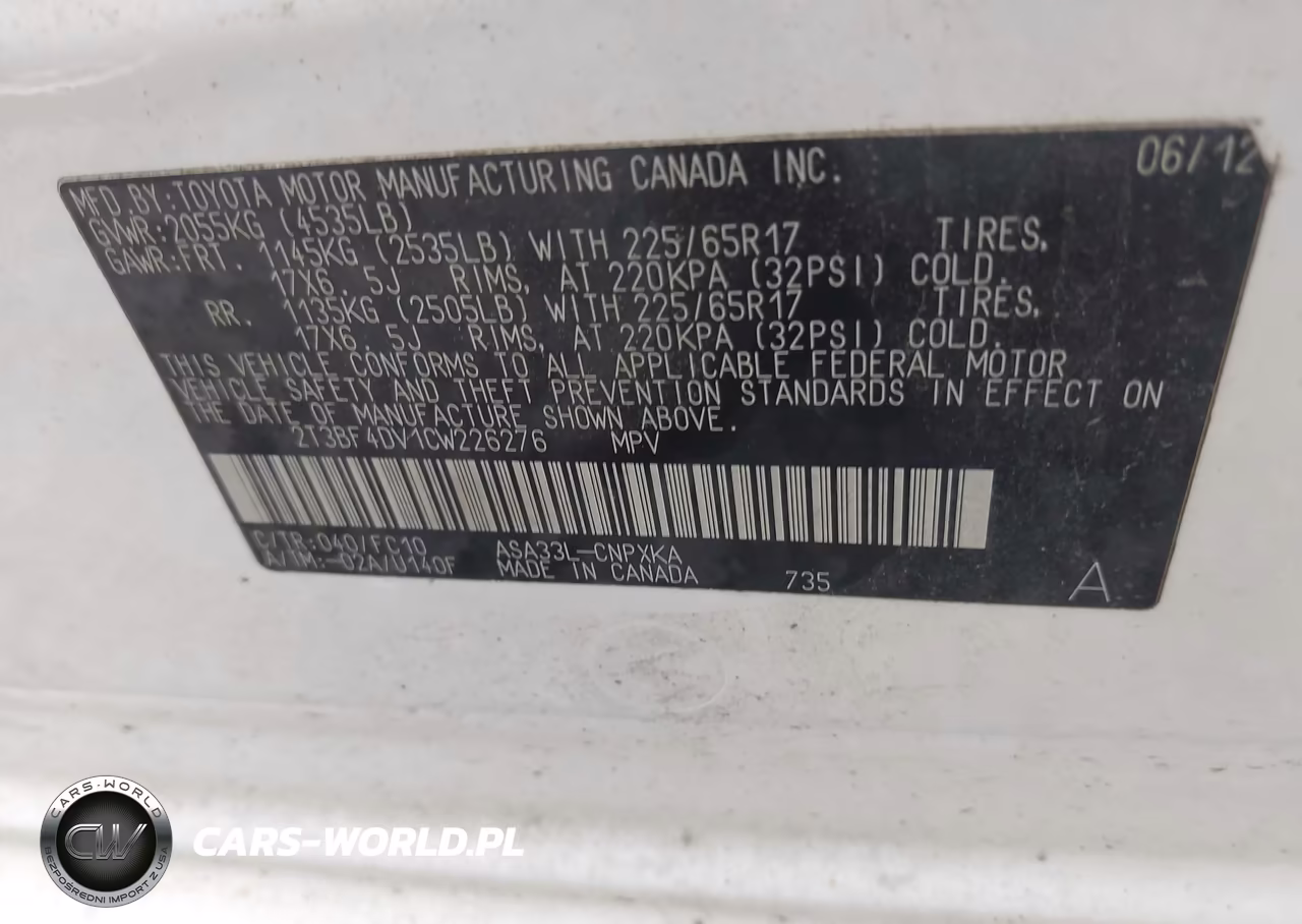 2012 Toyota Rav4 VIN:2T3BF4DV1CW226276 - 9