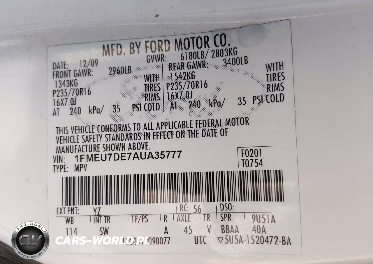 2010 Ford Explorer Xlt VIN:1FMEU7DE7AUA35777 - 9