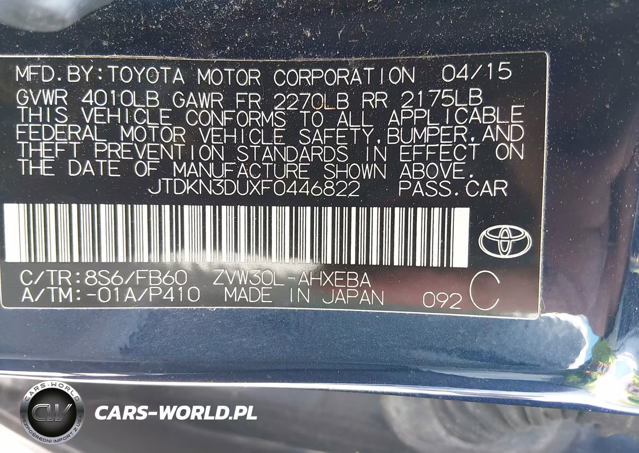2015 Toyota Prius Two VIN:JTDKN3DUXF0446822 - 9