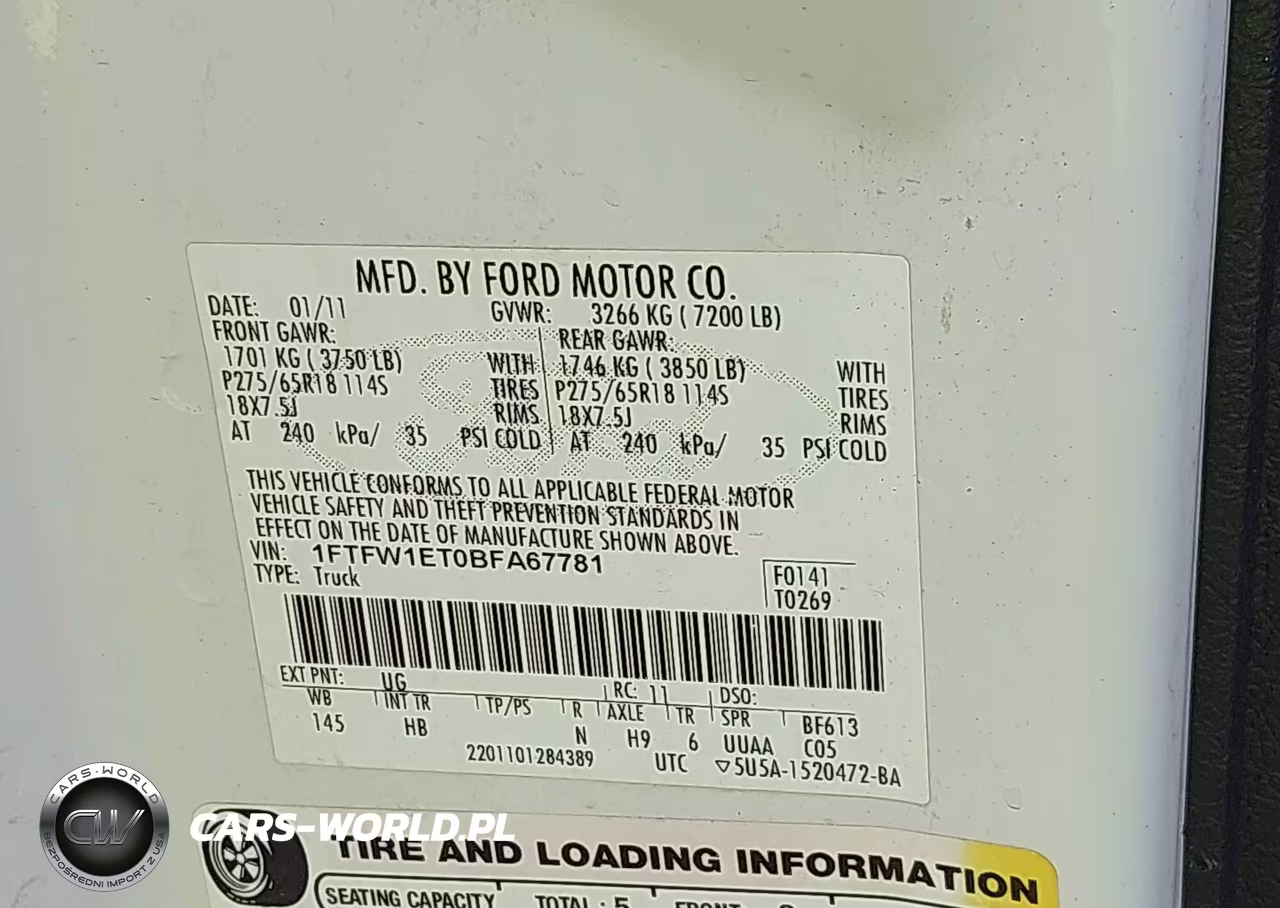 2011 Ford F-150 Lariat VIN:1FTFW1ET0BFA67781 - 9