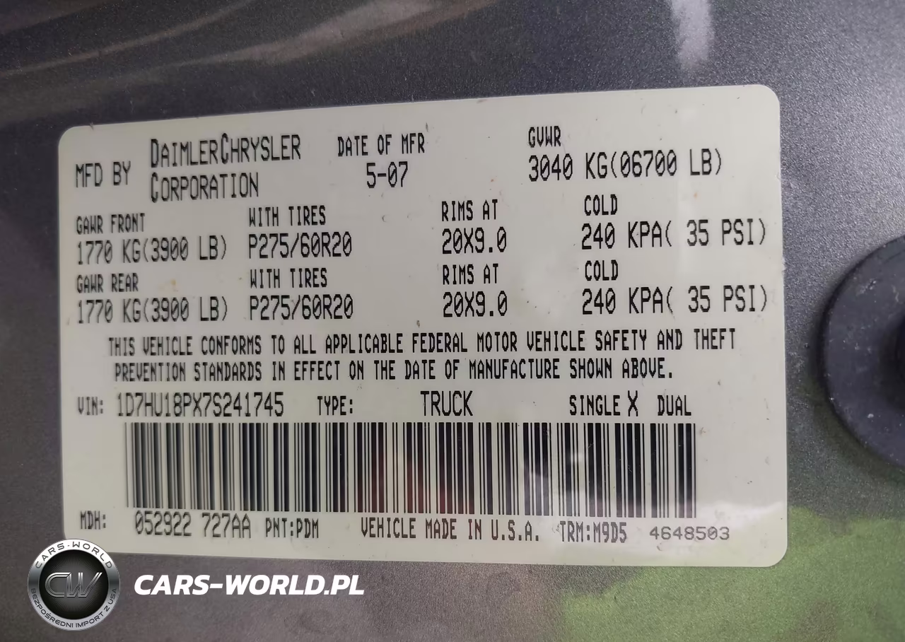 2007 Dodge Ram 1500 St-Slt VIN:1D7HU18PX7S241745 - 9