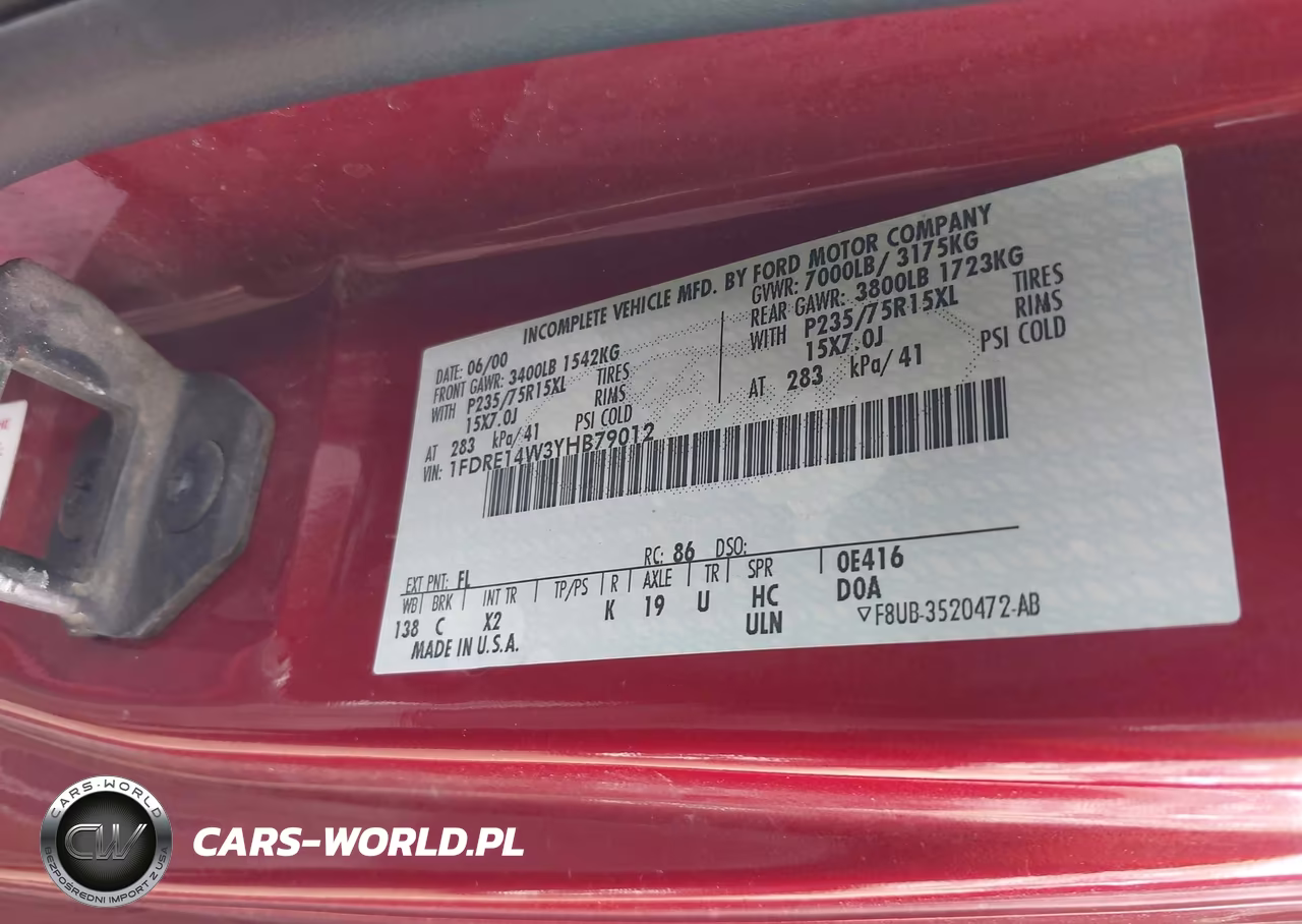 2000 Ford E-150 Recreational VIN:1FDRE14W3YHB79012 - 9