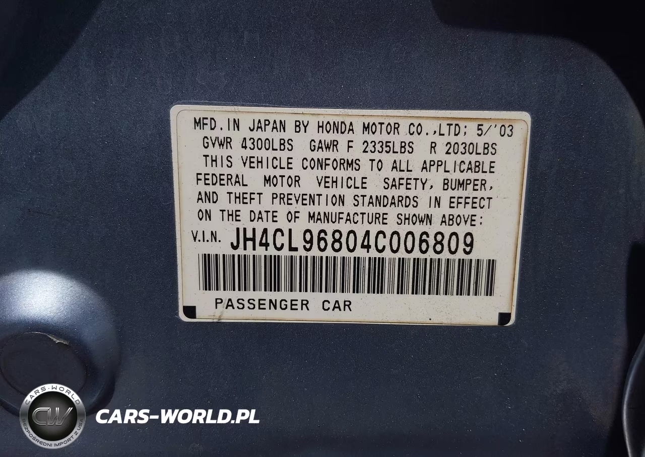 2004 Acura Tsx VIN:JH4CL96804C006809 - 9