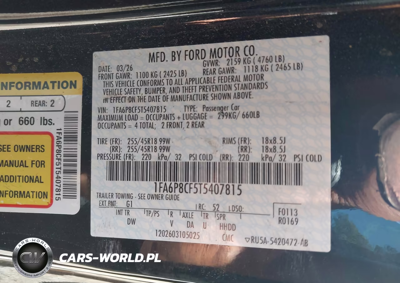 2026 Ford Mustang Gt Fastback VIN:1FA6P8CF5T5407815 - 9