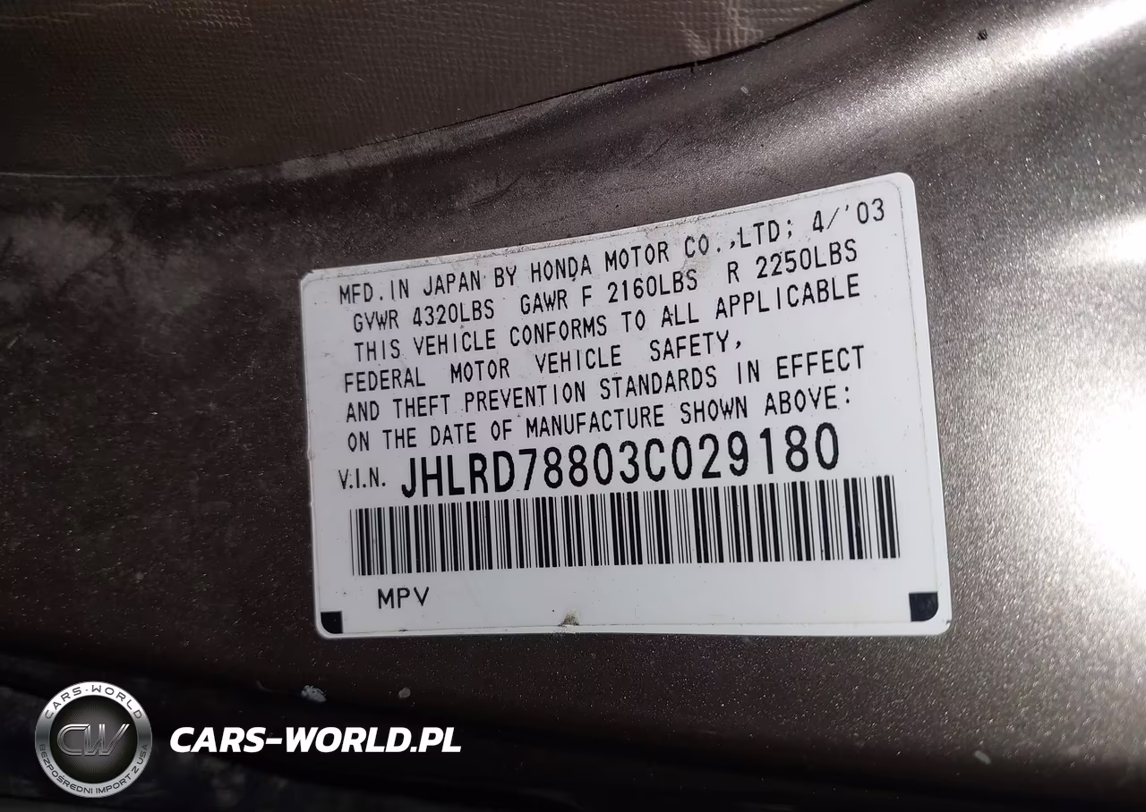 2003 Honda Cr-V Ex VIN:JHLRD78803C029180 - 9
