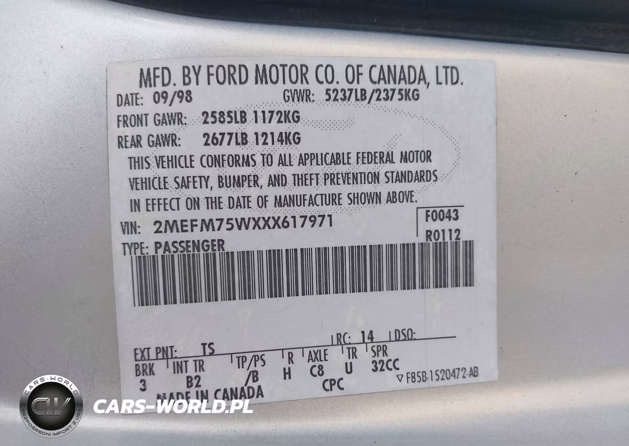 1999 Mercury Grand Marquis Ls VIN:2MEFM75WXXX617971 - 9
