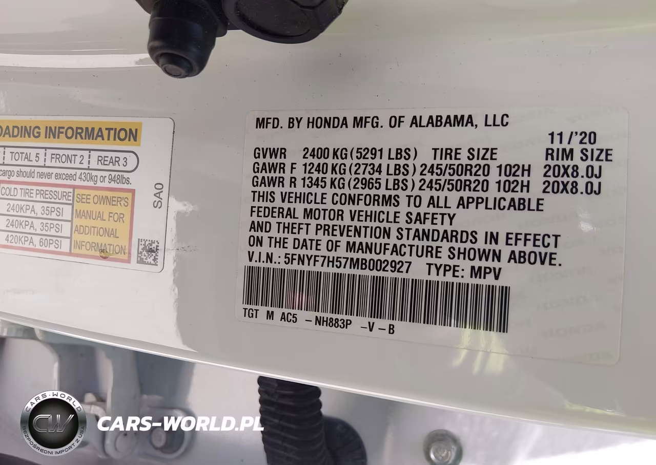 2021 Honda Passport 2Wd Ex-L VIN:5FNYF7H57MB002927 - 9