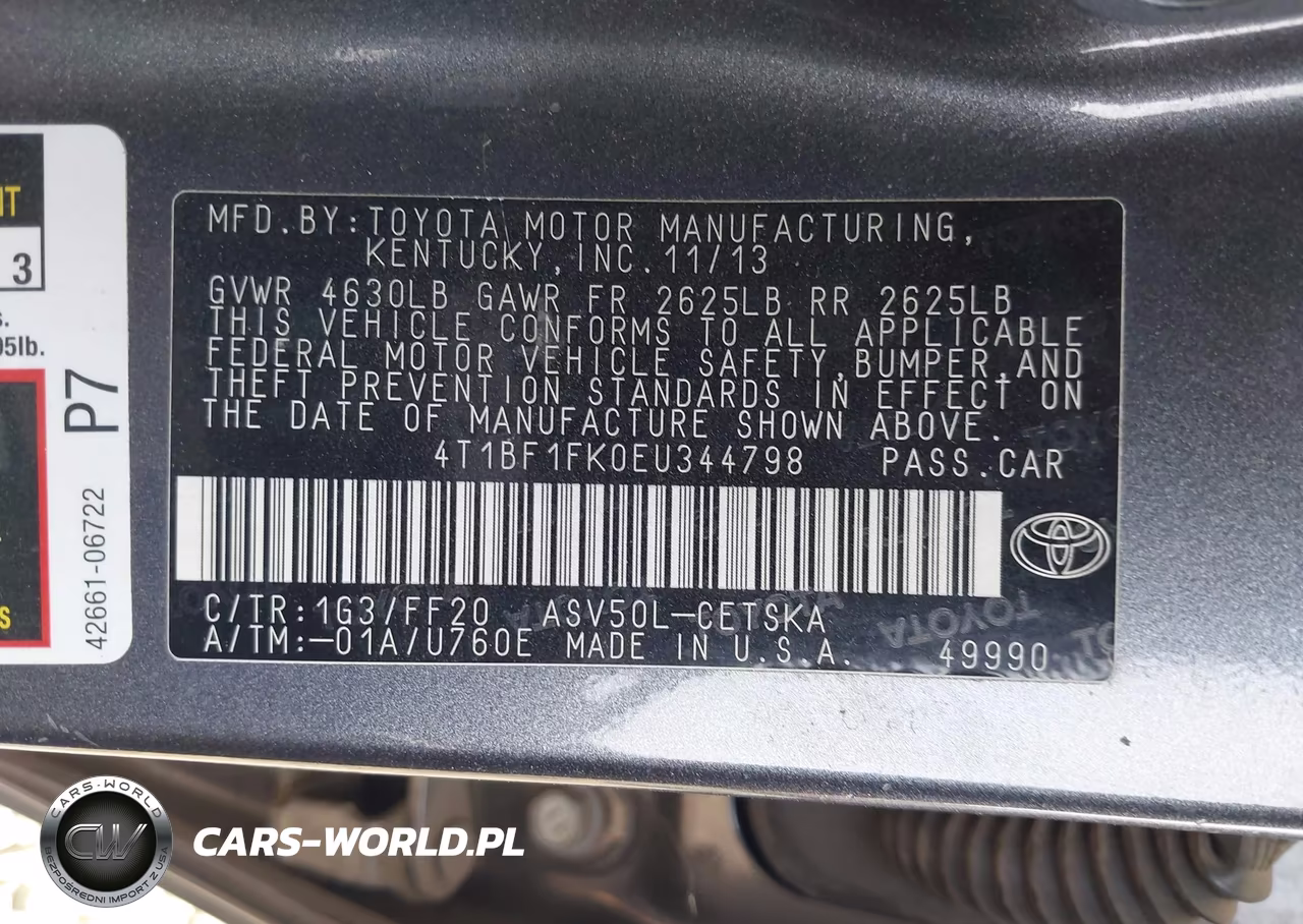 2014 Toyota Camry Se VIN:4T1BF1FK0EU344798 - 9