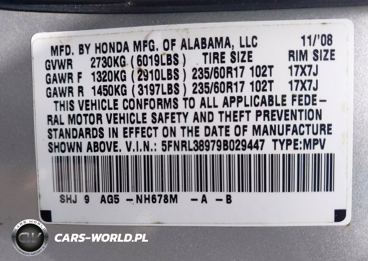 2009 Honda Odyssey Touring VIN:5FNRL38979B029447 - 9