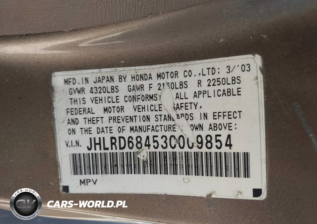 2003 Honda Cr-V Lx VIN:JHLRD68453C009854 - 9