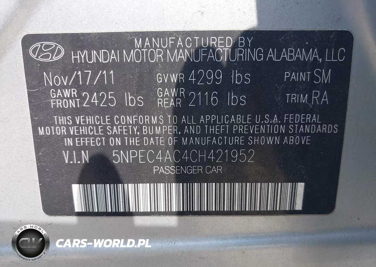 2012 Hyundai Sonata Limited VIN:5NPEC4AC4CH421952 - 9