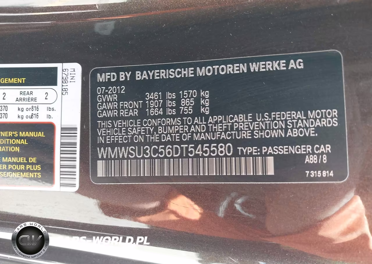 2013 Mini Hardtop Cooper VIN:WMWSU3C56DT545580 - 9