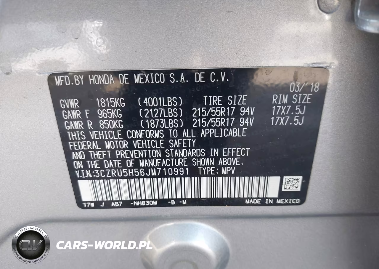 2018 Honda Hr-V Ex VIN:3CZRU5H56JM710991 - 9