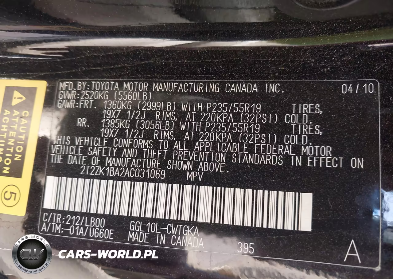 2010 Lexus Rx 350 VIN:2T2ZK1BA2AC031069 - 9