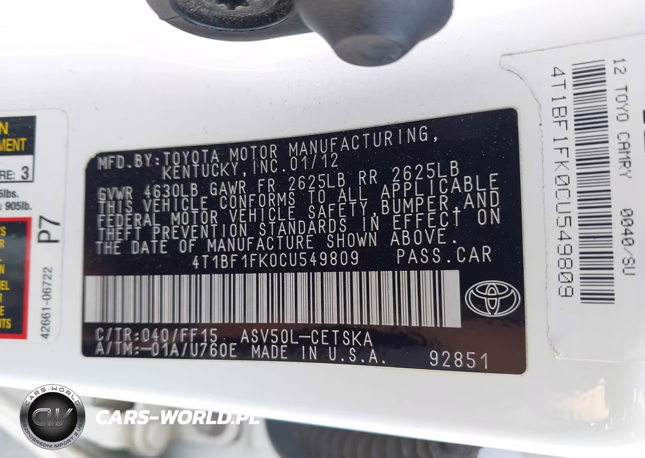 2012 Toyota Camry Se VIN:4T1BF1FK0CU549809 - 9