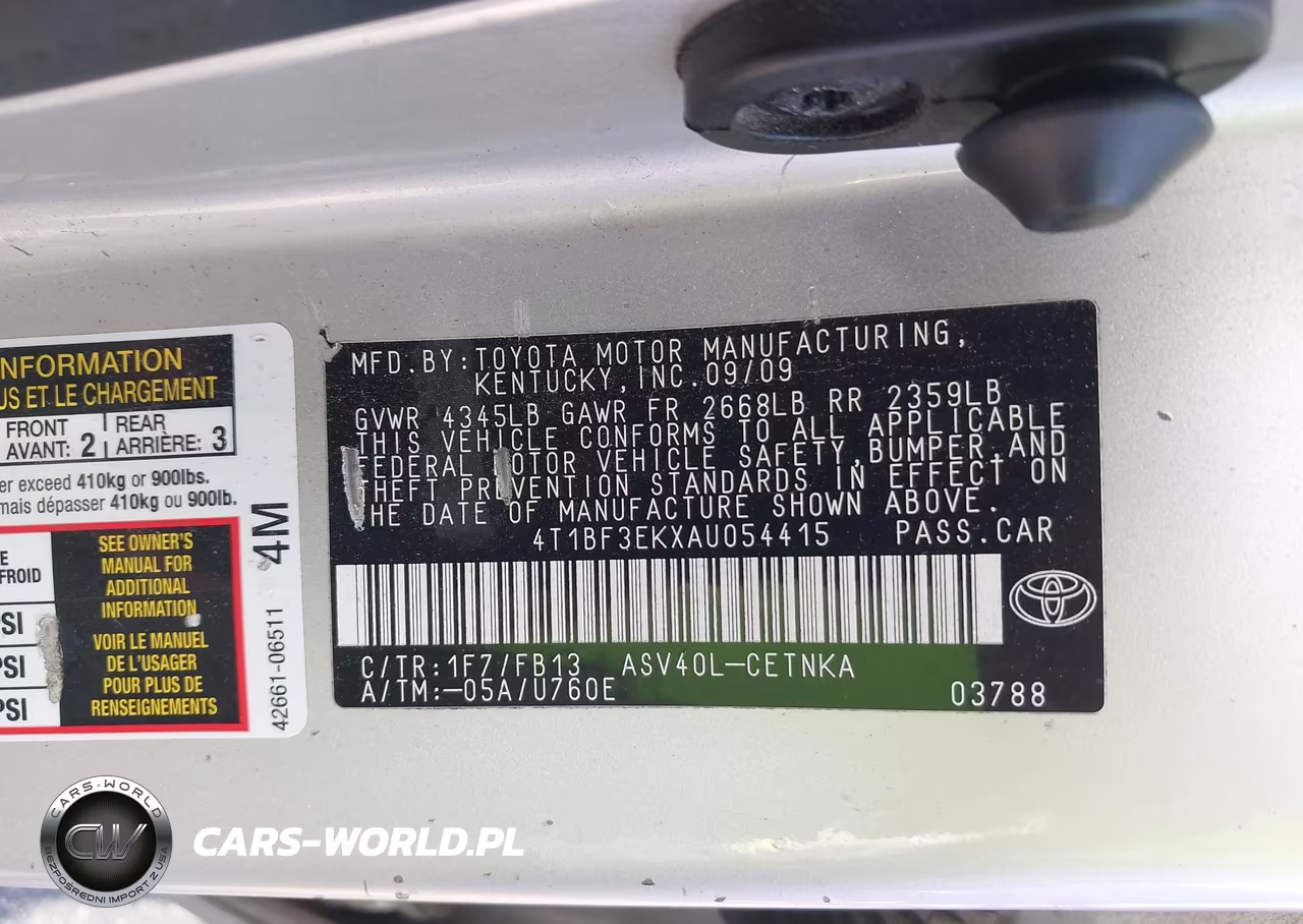 2010 Toyota Camry Le VIN:4T1BF3EKXAU054415 - 9