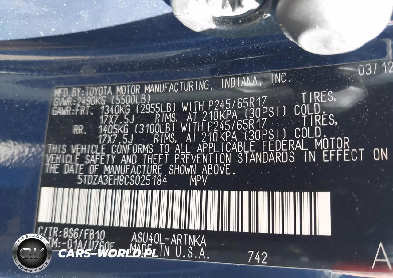 2012 Toyota Highlander VIN:5TDZA3EH8CS025184 - 9