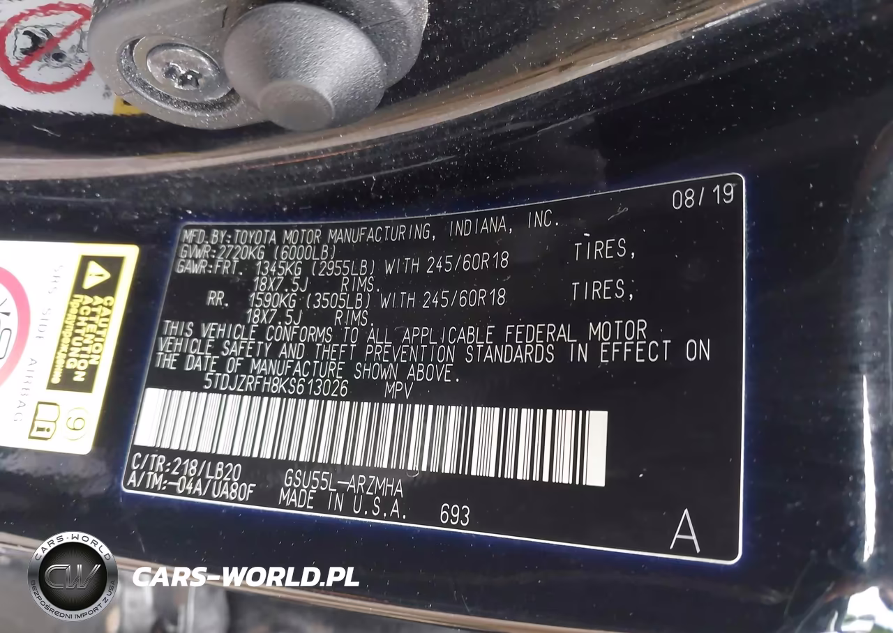 2019 Toyota Highlander Xle VIN:5TDJZRFH8KS613026 - 9