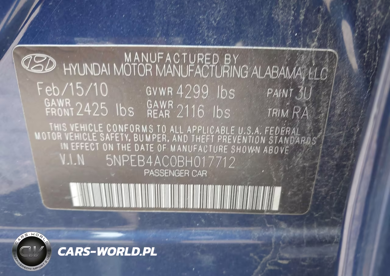 2011 Hyundai Sonata Gls VIN:5NPEB4AC0BH017712 - 9
