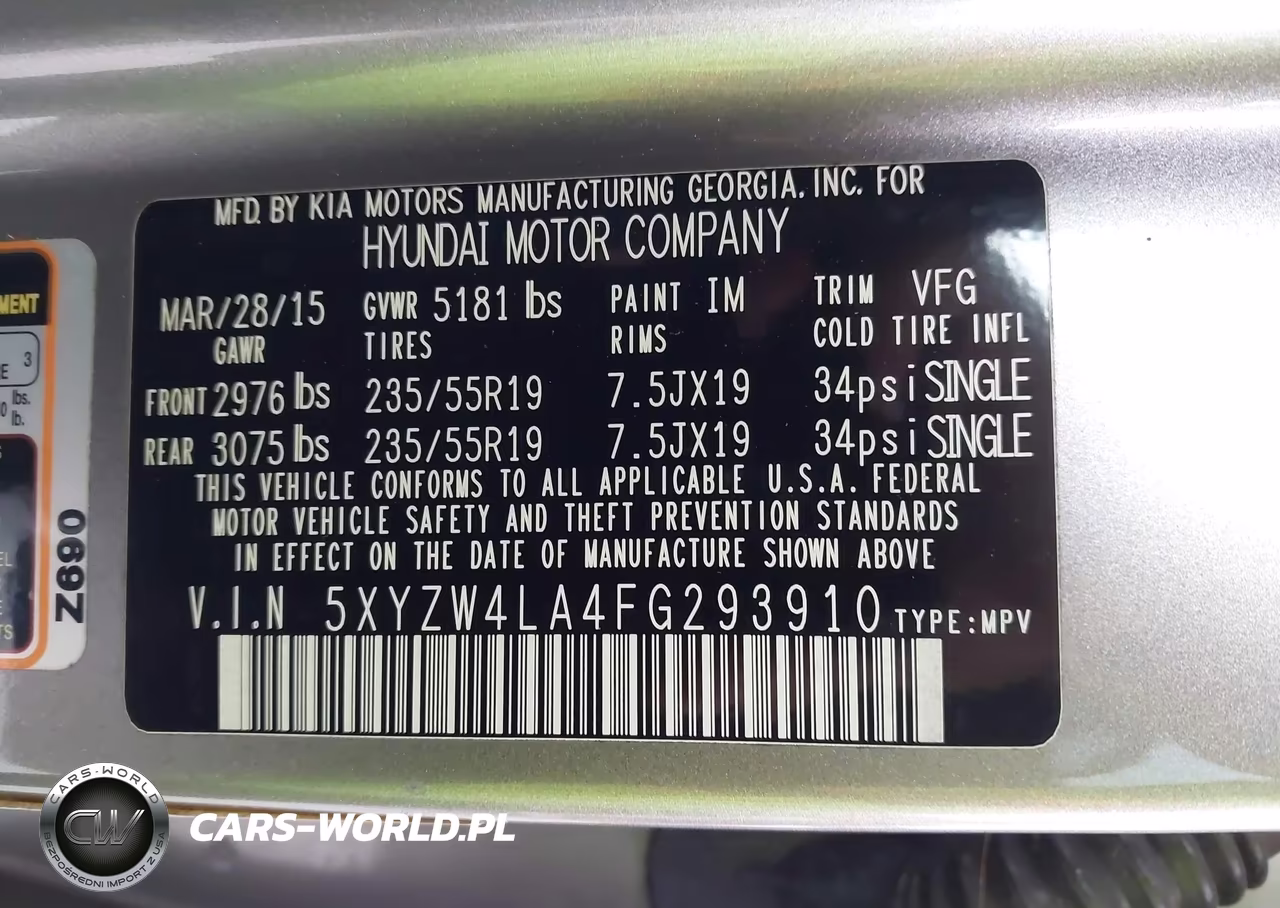 2015 Hyundai Santa Fe Sport 2.0L Turbo VIN:5XYZW4LA4FG293910 - 9
