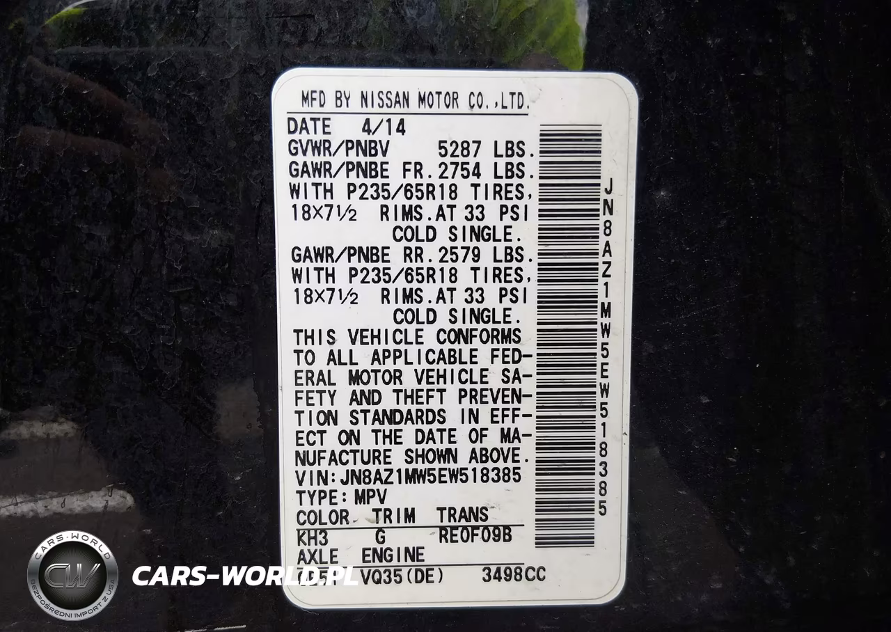 2014 Nissan Murano Sl VIN:JN8AZ1MW5EW518385 - 9