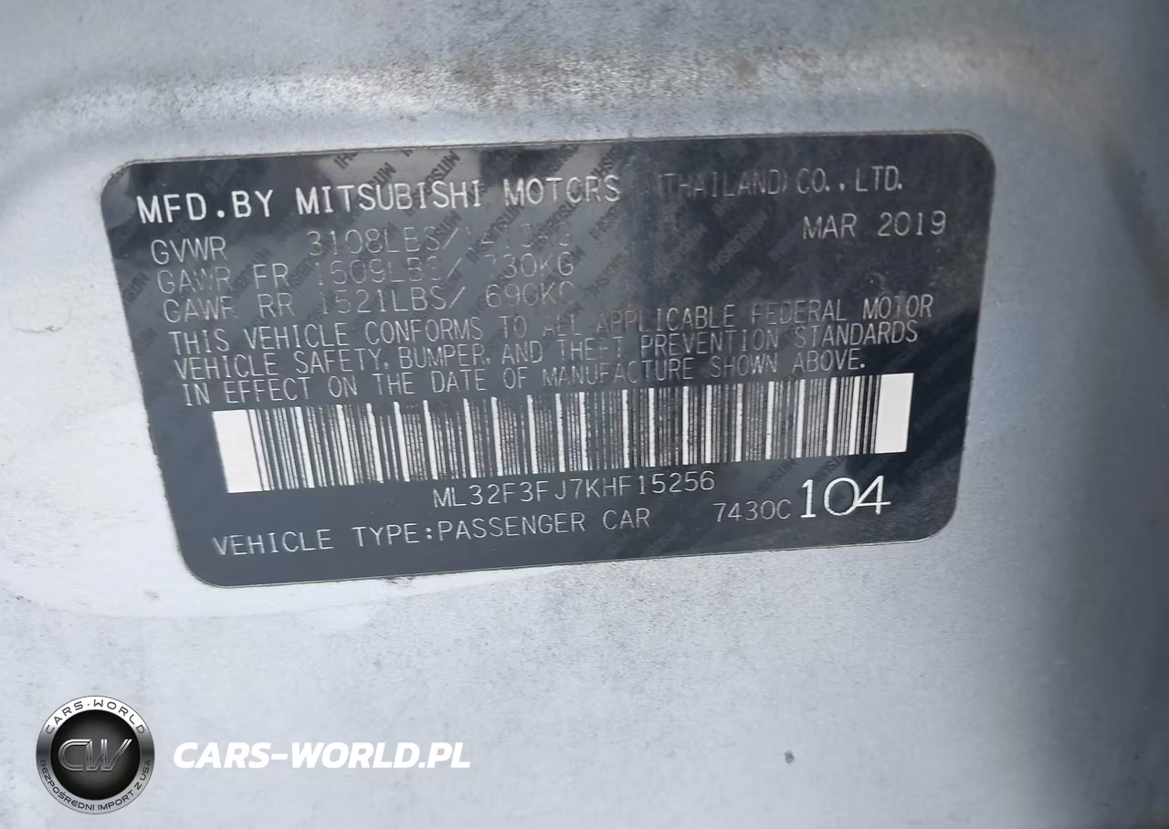 2019 Mitsubishi Mirage G4 Es VIN:ML32F3FJ7KHF15256 - 9
