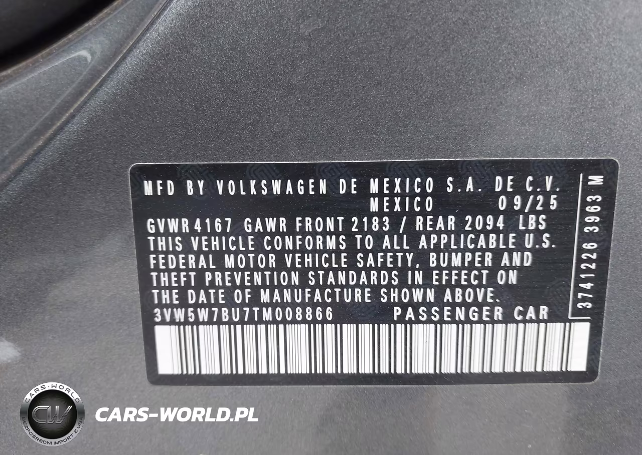 2026 Volkswagen Jetta S VIN:3VW5W7BU7TM008866 - 9